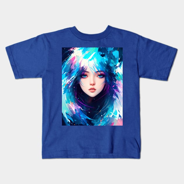 Abstract art of an anime girl, closeup view into the viewer. Kids T-Shirt by UmagineArts